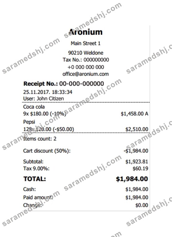 ARONIUM payment check